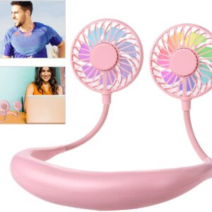 Hanging-Neck-Double-Head-Fan-Rechargeable-Portable