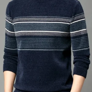 Winter Striped Crew Neck Sweater for Men 1